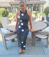 3D Flower Backout Dress
