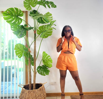 Tangerine Cropped Top Set
