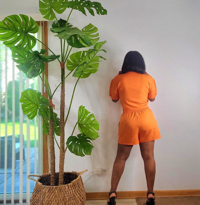 Tangerine Cropped Top Set