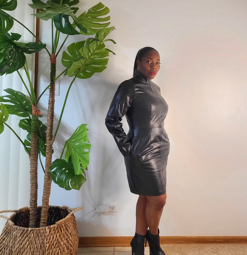 faux leather hoodie dress Always Ready Black Faux Leather Dress Shop the Mint