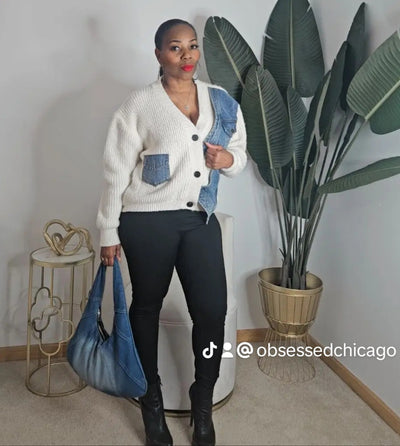 Denim Patch Sweater