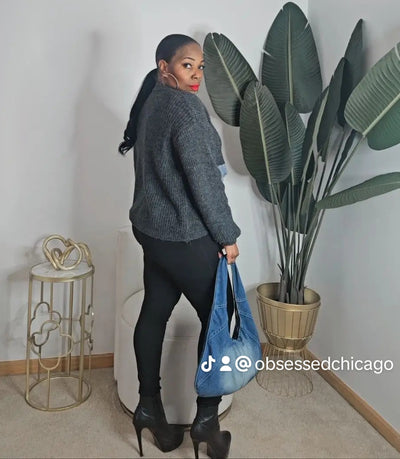 Denim Patch Sweater