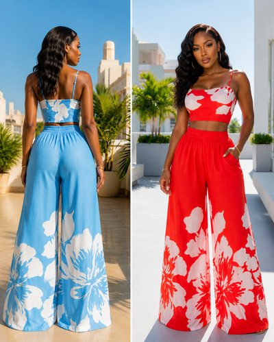 2 Piece Floral Print Set