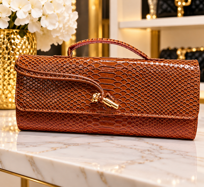 Snakeskin Print Clutch