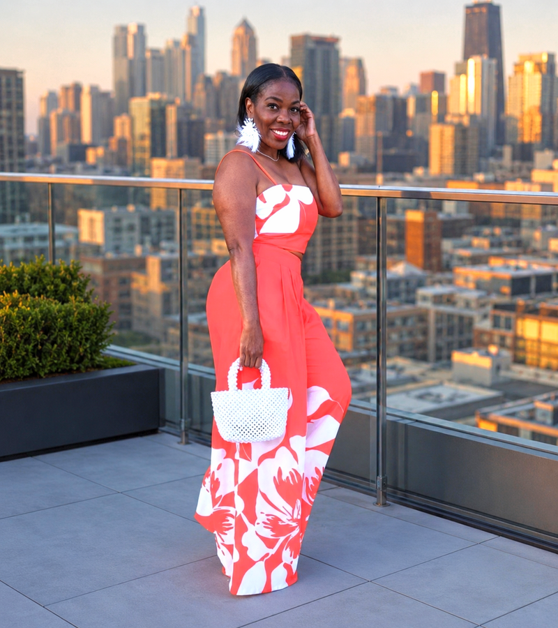 2 Piece Floral Print Set