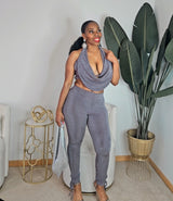 Gray Draped 2 Piece Set