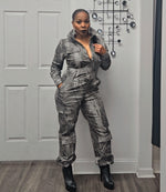 Ready for the World Gray Camo Jumpsuit