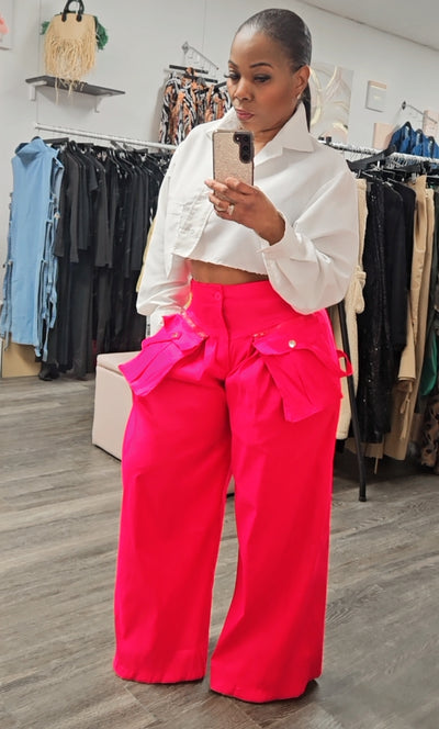 Pink Satin Baggy Pants