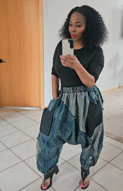 Patchwork Denim Harem Baggy Jeans