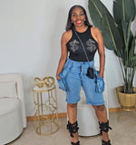 Denim Cargo Capris