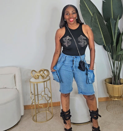 Denim Cargo Capris