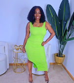 Lime Ruched Bodycon Dress