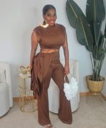 Brown Draped Set