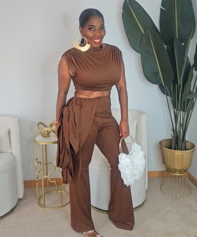 Brown Draped Set