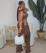 Brown Draped Set