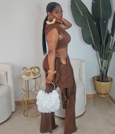 Brown Draped Set