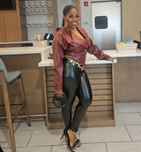 Burgundy Faux Leather Jacket