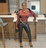 Burgundy Faux Leather Jacket