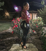 Burgundy Faux Leather Jacket