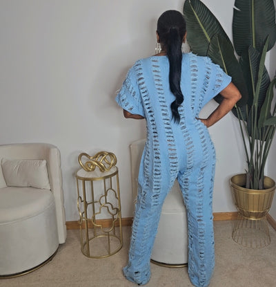 Ripped Denim Jumpsuit