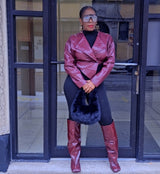 Burgundy Faux Leather Jacket
