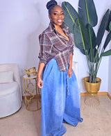 Brown Plaid Top