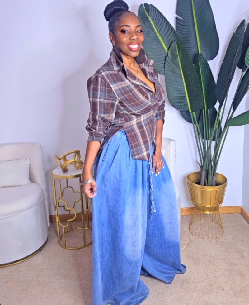 Brown Plaid Top