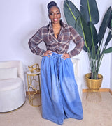 Wide-Leg Denim Jeans