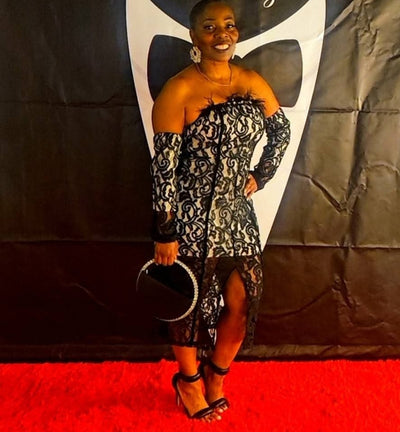 Lace Fur Detachable Sleeves Dress