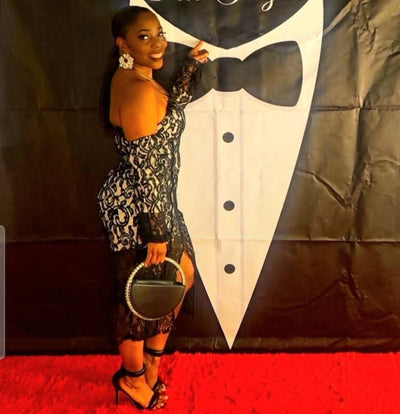 Lace Fur Detachable Sleeves Dress