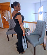 Asymmetrical Black Ruffled Dress