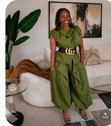 Olive Power Drape Set