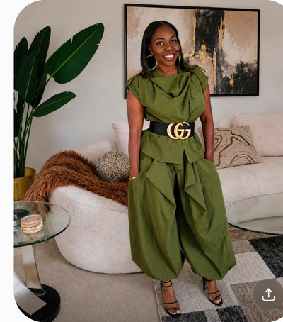 Olive Power Drape Set