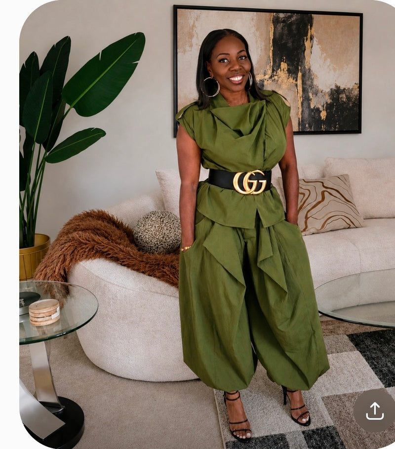 Olive Power Drape Set