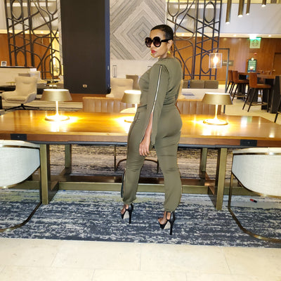 Olive Side Zipper Set