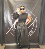 Faux Leather Pleated Skirt