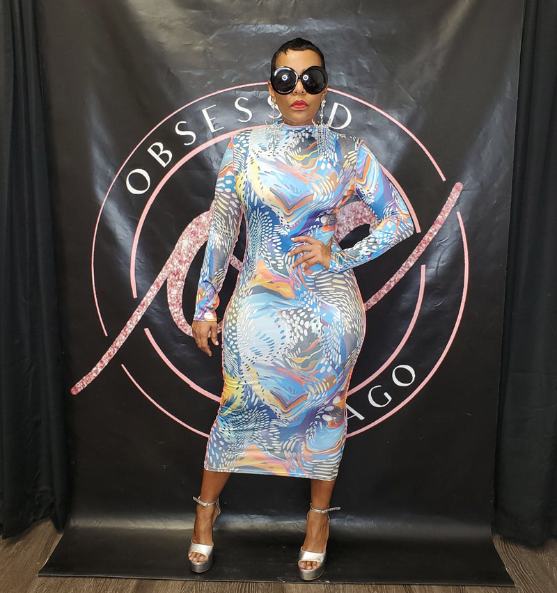 multi coloured bodycon dress Island Punch Multi color bodycon midi dress