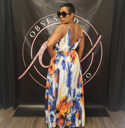 Blue Splash Maxi Dress