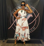 Peacock Print Halter Dress