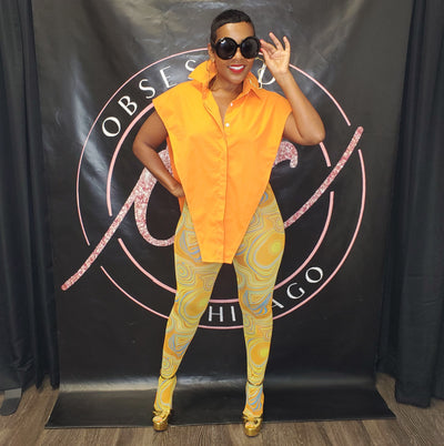 Orange Mesh Leggings