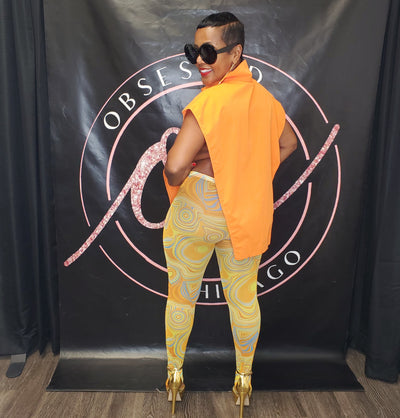 Orange Mesh Leggings
