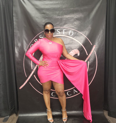 Pink One Shoulder Dress
