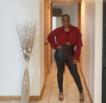 Burgundy Ruched Sleeve Top