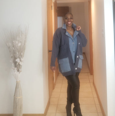 Denim Cardigan Sweater