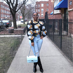 Black 3D Flower Bomber Jacket