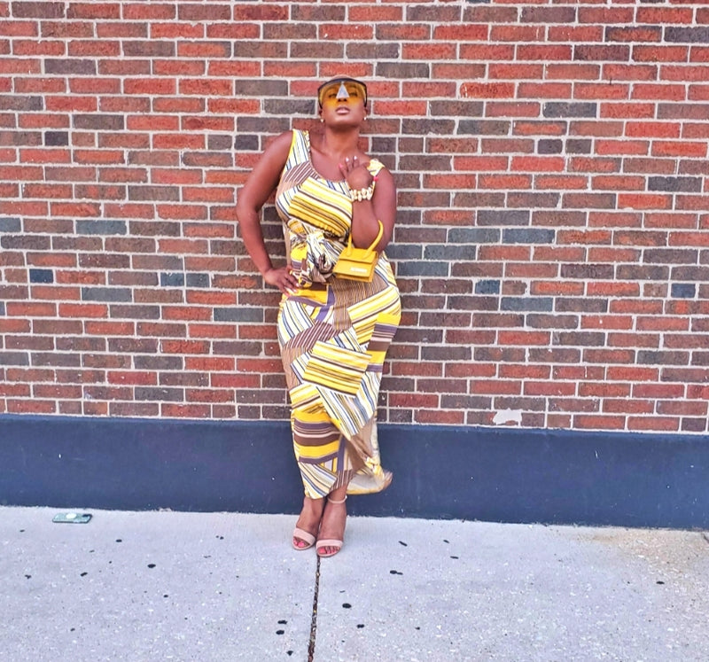 Yellow and Brown Abstract Maxi