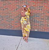 Yellow and Brown Abstract Maxi