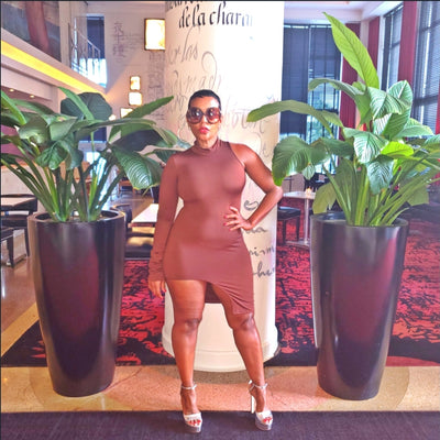 Chocolate Drop One Sleeve Dress