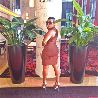 Chocolate Drop One Sleeve Dress