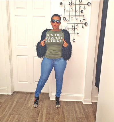 Olive "Too Peopley" Tee